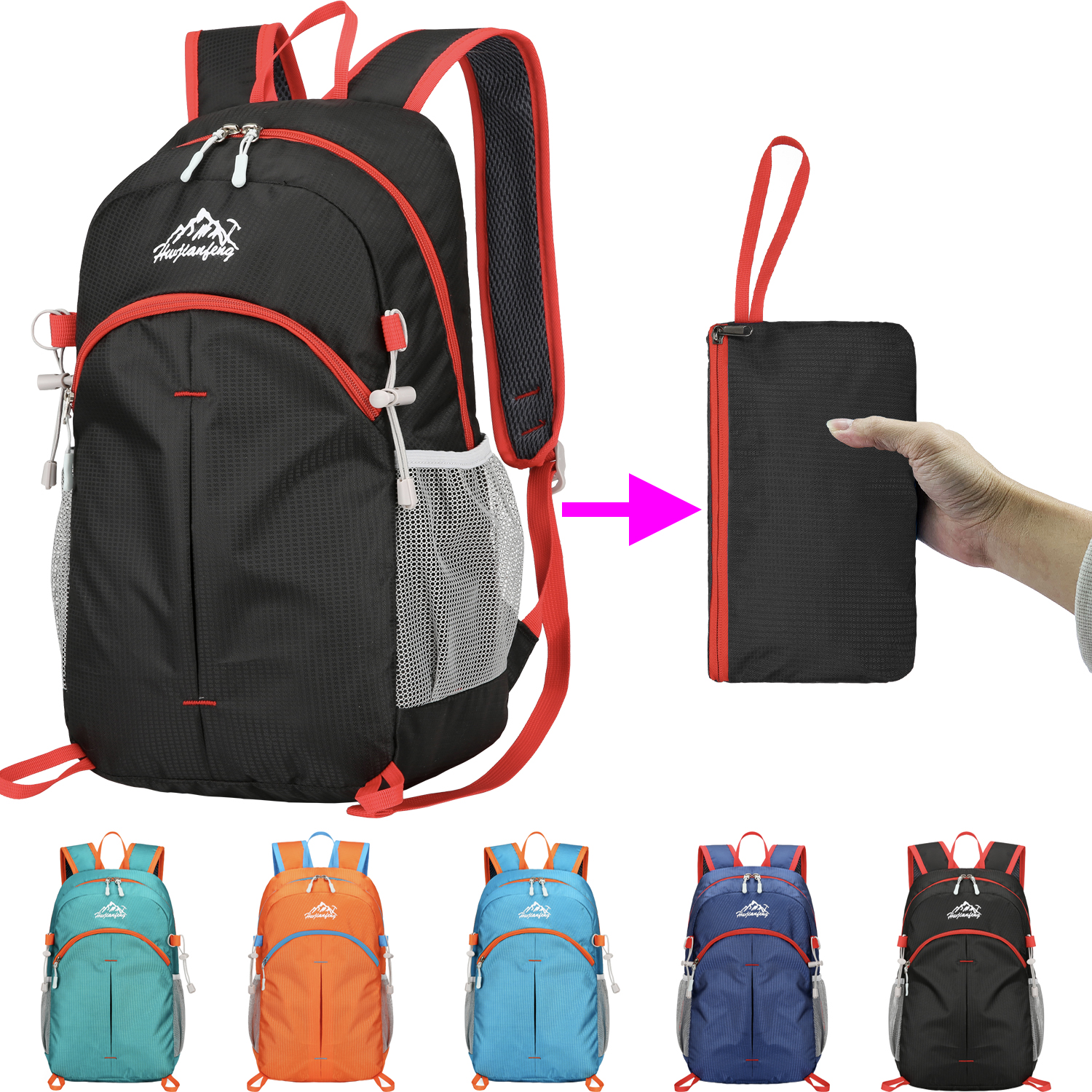 Mountain Biking Backpack - 18L Portable Foldable Backpack Folding Mountaineering