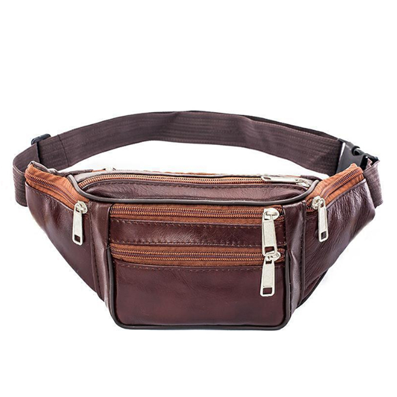 Mountain Biking Waist Pack - Men's Waist Bag Top Layer Cowhide