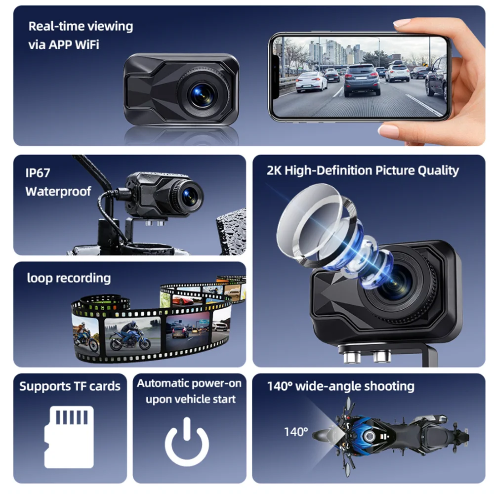 Motorcycle DVR 2K HD WiFi & AP - Mountain Biking Images บทวิจารณ์และราคา
