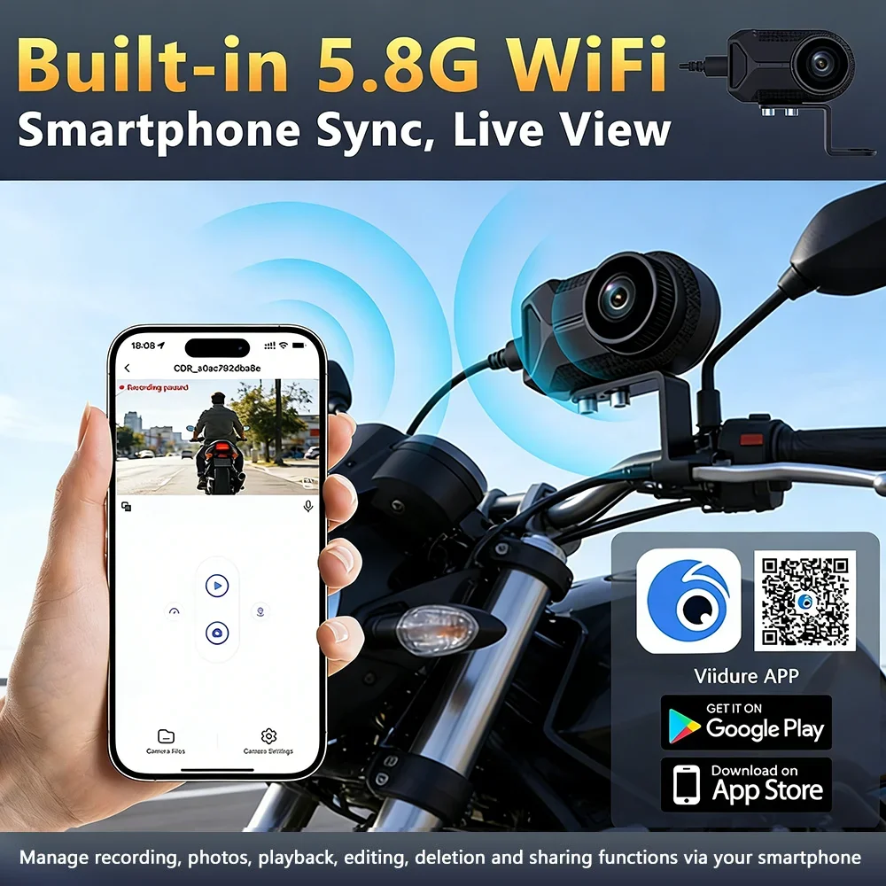 New 2K QHD WiFi Dash Cam IP66  - Mountain Biking Images บทวิจารณ์และราคา