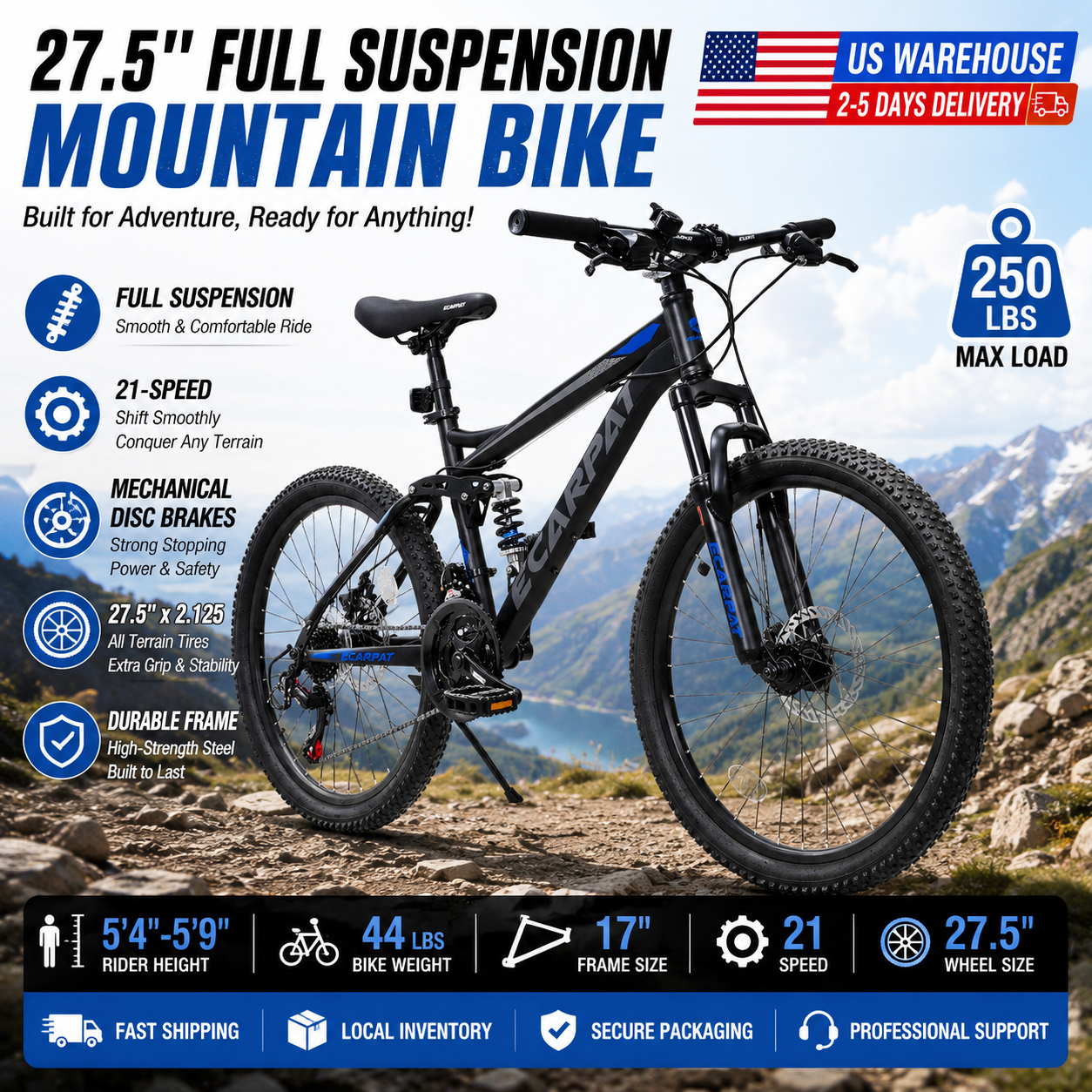 27.5 Inch Full Suspension MTB  - Mountain Biking For Fitness บทวิจารณ์และราคา